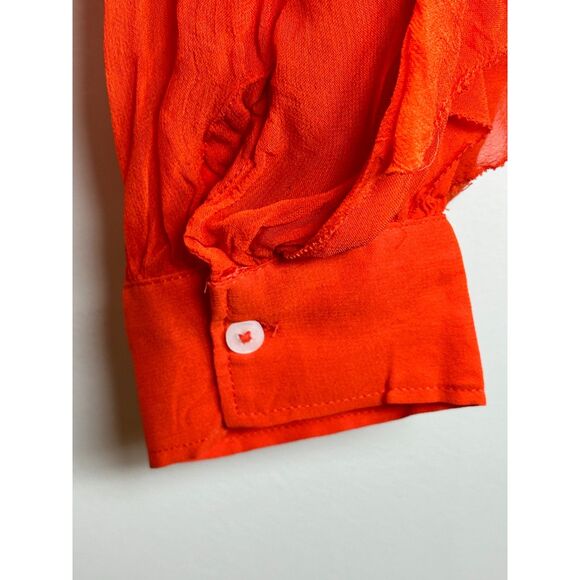 Maeve Women's Size M Orange Ruffled Button Down Blouse EUC - Picture 7 of 10